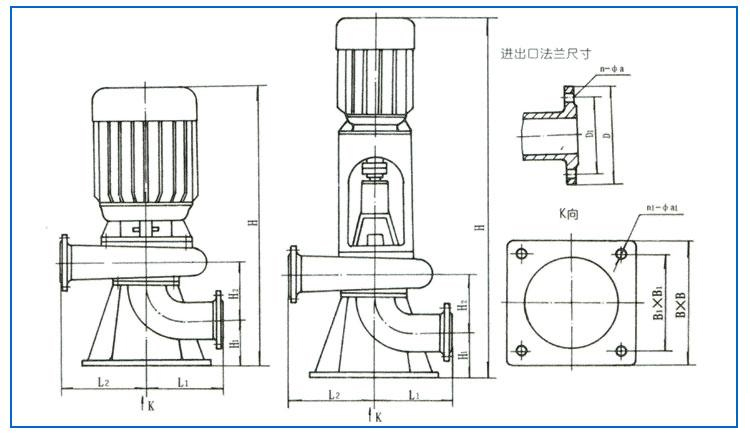LW型直立式无堵塞排污泵安装尺寸