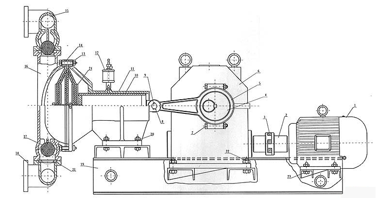 DBY不锈钢電(diàn)动隔膜泵-结构图纸
