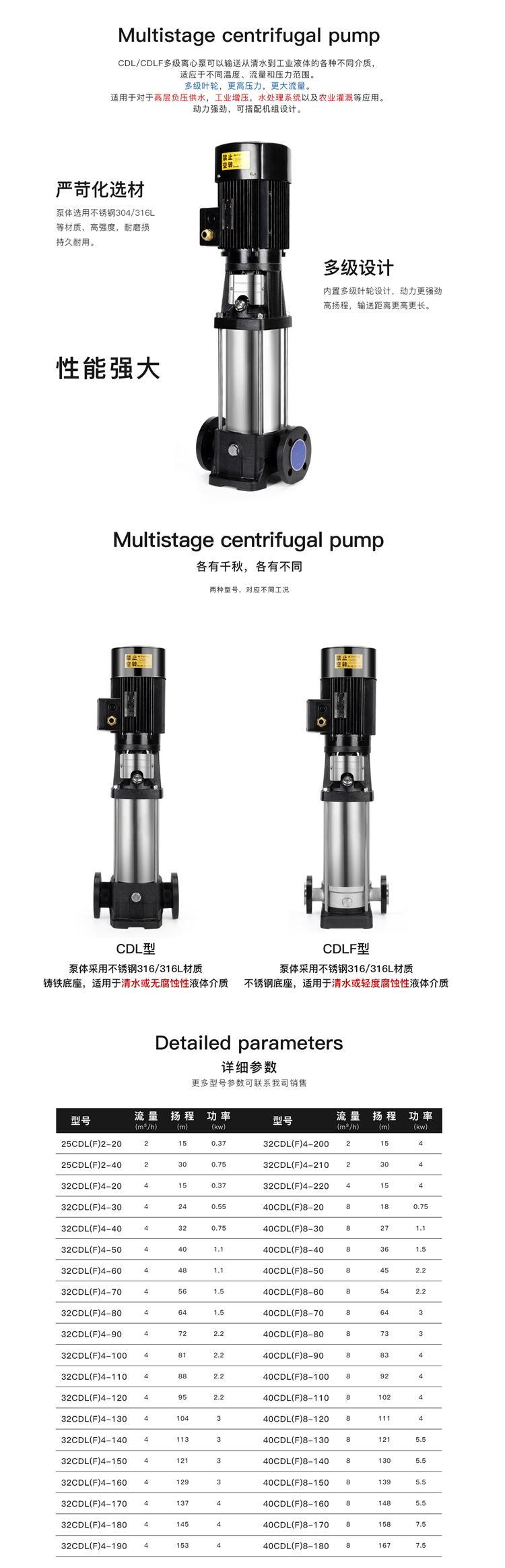 CDL轻型多(duō)级离心泵