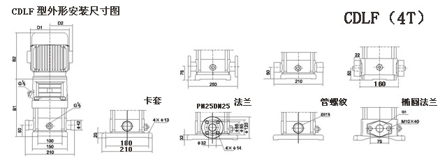 CDLF型不锈钢多(duō)G离心泵参数尺寸（4T）